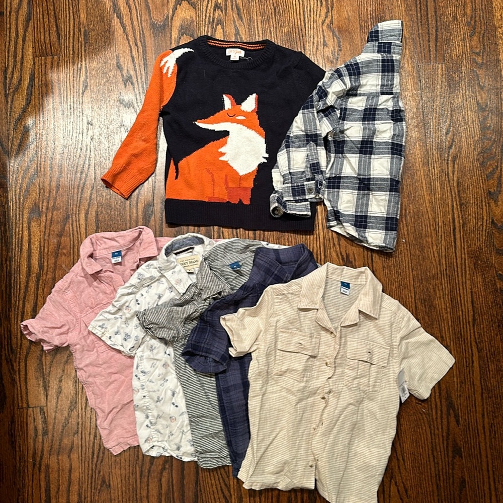 Boys’ button down shirt package: 6 shirts + sweater